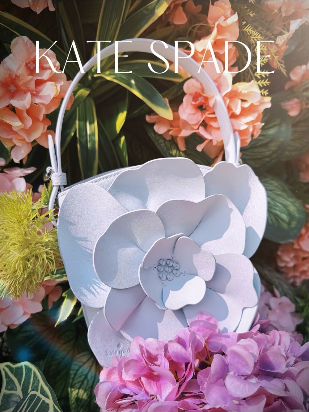 Kate Spade Novelty Flora Bucket Bag NWT pale sapphire light blue🩵